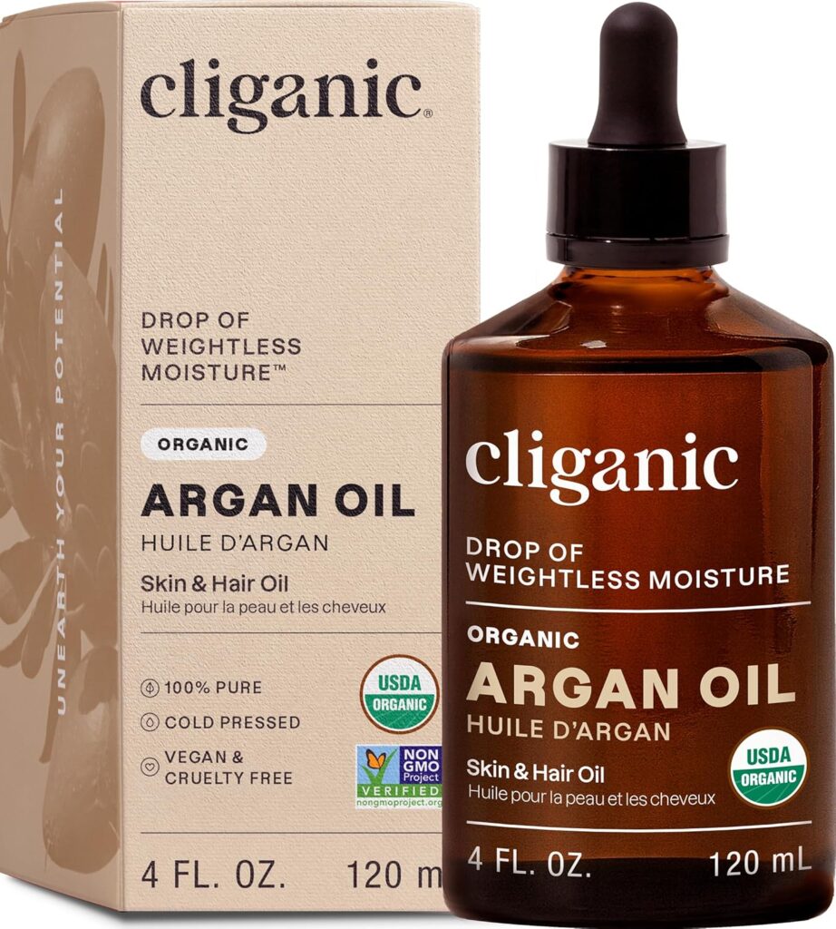 Cliganic Organic Argan Oil, 100% Pure | for Hair, Face & Skin